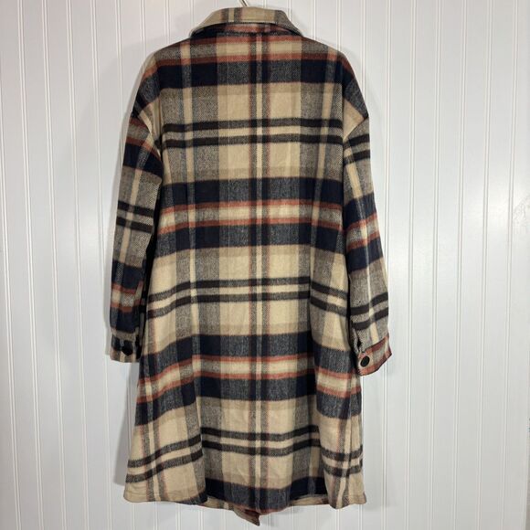 Pretty Garden Womens Plaid Shacket Size L Duster Soft Brushed Cabin Cozy NWT - Picture 2 of 12